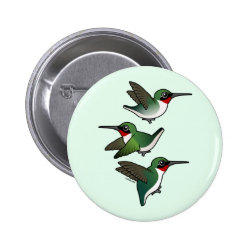 Flying Ruby-throated Hummingbird Round Button