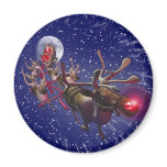 Flying Santa Claus & Rudolph, Red Nosed Reindeer magnets