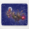 Flying Santa Claus & Rudolph, Red Nosed Reindeer mousepad