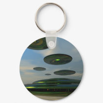 Flying Saucer Fleet Keychain by MDKgraphics Flying Saucer Fleet Keychain