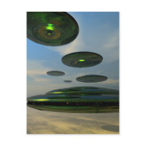 Flying Saucer Fleet Postcard by MDKgraphics Flying Saucer Fleet Postcard