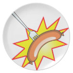 Flying sausage - food fight dinner plate