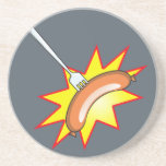 Flying sausage - food fight drink coaster