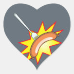 Flying sausage - food fight heart sticker