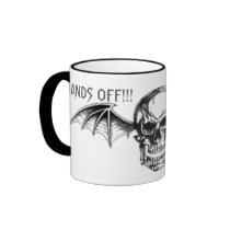 FLYING SKULL, HANDS OFF mugs by DominoAlley FLYING SKULL, HANDS OFF mugs