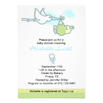 Flying Stork baby shower invitation invitations