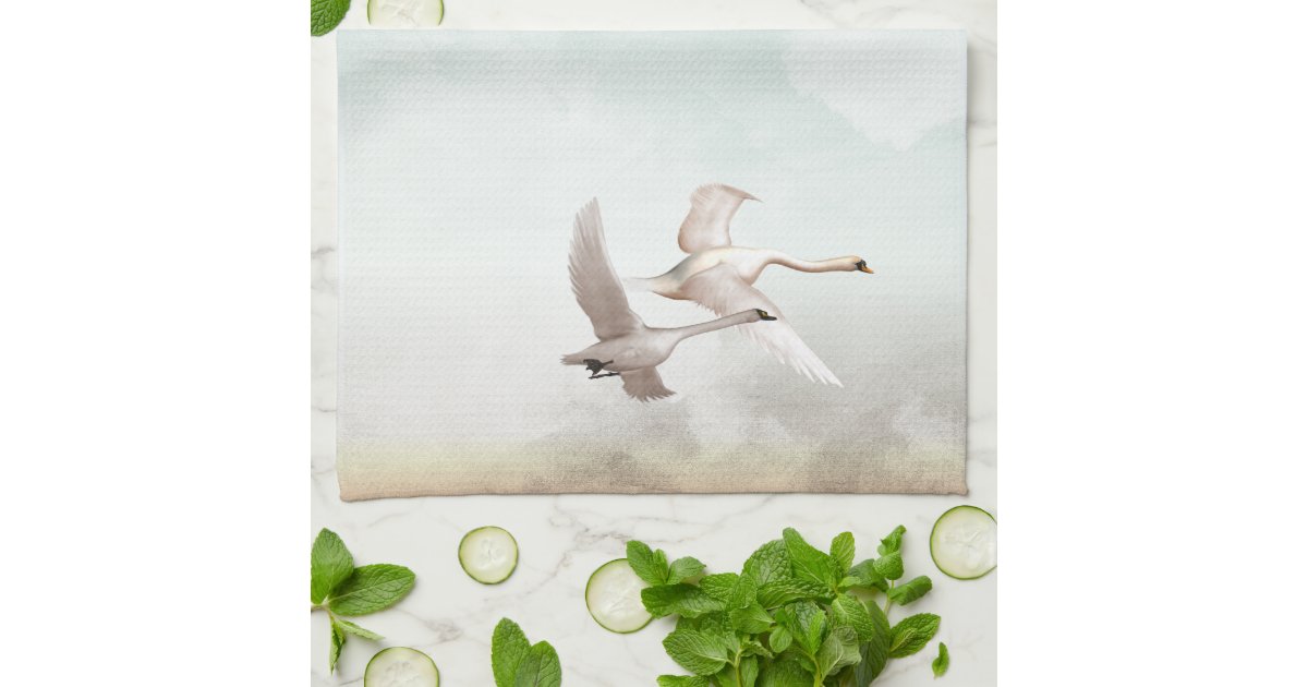 Flying Swans Hand Towel Zazzle