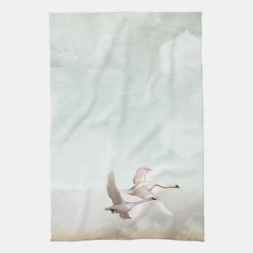 Flying Swans Hand Towel Zazzle