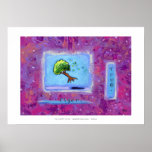 Flying tree art fun colorful modern painting flyer posters
