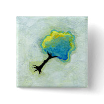 Flying tree floating fun minimalist modern art buttons
