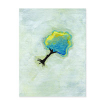 Flying tree floating fun unique original painting postcards