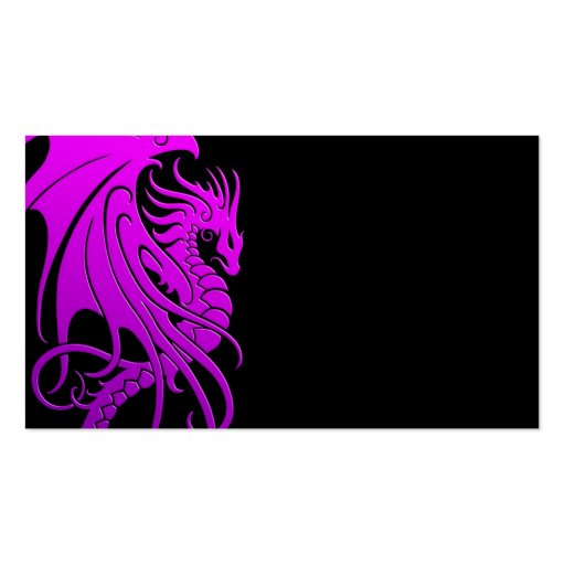 Flying Tribal Dragon - purple on black Business Card Templates (front side)