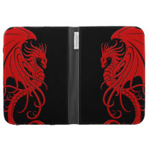 Flying Tribal Dragon - red on black Kindle 3 Cases