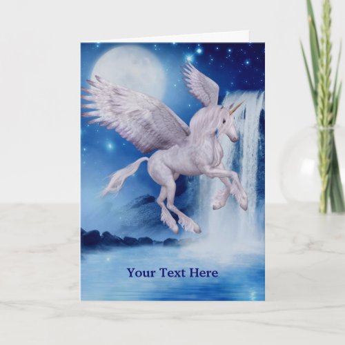 Flying Unicorn Fantasy Horse Photo Card zazzle_card