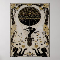 Flying Valentines ~ Poster Nouveau Vintage Deco