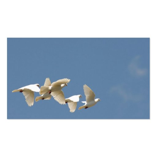 Flying white doves business cards (front side)