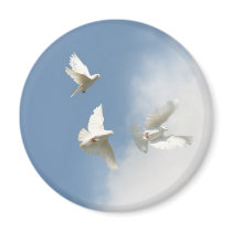 flying white doves magnet
