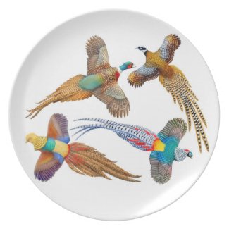 Flying Wild Pheasants Plate