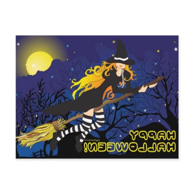 flying witch_1 postcards by VioDeSign