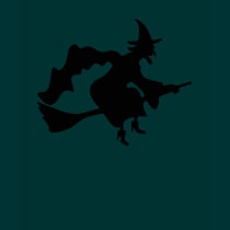 Flying Witch & Broomstick Halloween Art Shirt