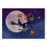 Flying Witch Hallween Card cards