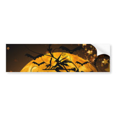 Flying Witch Harvest Moon Bats Halloween Gifts Bumper Stickers