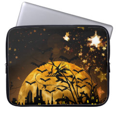 Flying Witch Harvest Moon Bats Halloween Gifts Laptop Computer Sleeve
