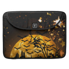 Flying Witch Harvest Moon Bats Halloween Gifts Sleeves For MacBook Pro