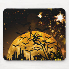 Flying Witch Harvest Moon Bats Halloween Gifts Mousepads