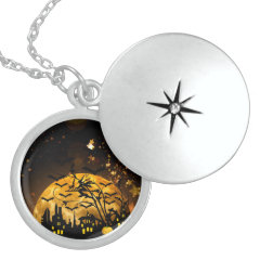 Flying Witch Harvest Moon Bats Halloween Gifts Locket