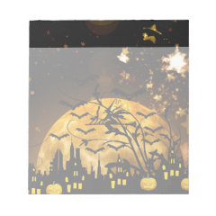 Flying Witch Harvest Moon Bats Halloween Gifts Memo Notepad