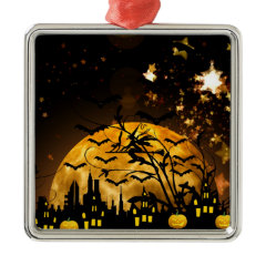 Flying Witch Harvest Moon Bats Halloween Gifts Ornament