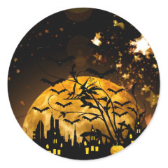Flying Witch Harvest Moon Bats Halloween Gifts Sticker