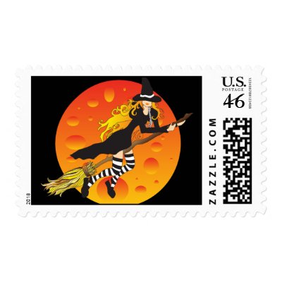 flying witch&moon stamps by VioDeSign