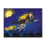 flying witch post card