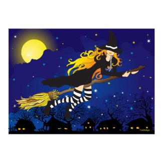 flying witch print
