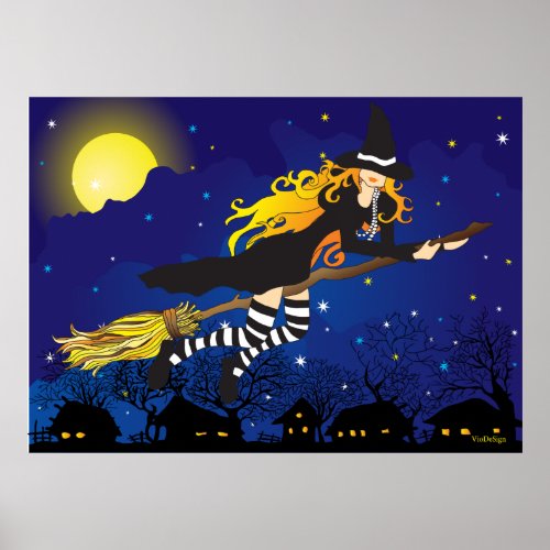 flying witch print