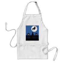 Flying Witch, Pumpkins, Cat Contemporary aprons