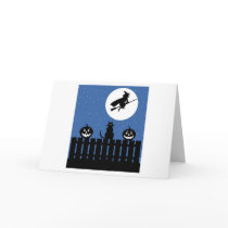 Flying Witch, Pumpkins, Cat Contemporary cards