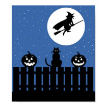 Flying Witch, Pumpkins, Cat Contemporary posters by vintagehalloween Flying Witch, Pumpkins, Cat Contemporary posters