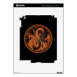 Flying Yin Yang Dragons - brown and black Decal For iPad 3
