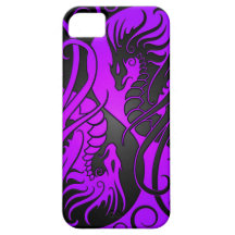 Flying Yin Yang Dragons - purple and black iPhone 5 Covers