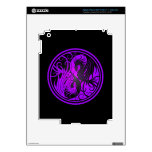 Flying Yin Yang Dragons - purple and black Decal For iPad 3