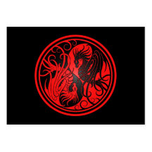 Flying Yin Yang Dragons - red and black Business Cards