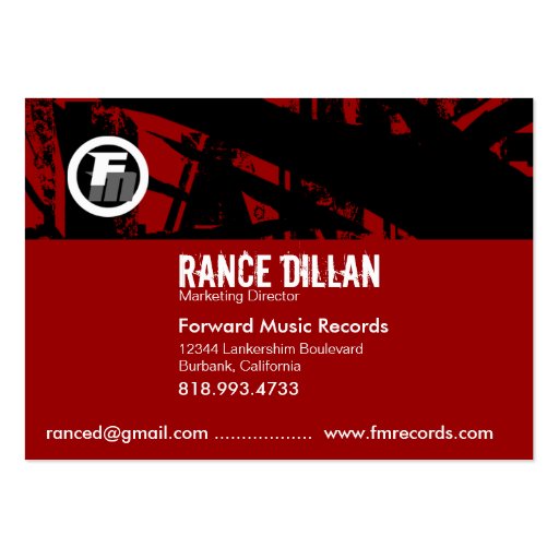 FM Grunge Business Card template (back side)