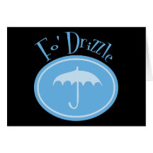 Fo' Drizzle Retro Umbrella - Blue Greeting Card