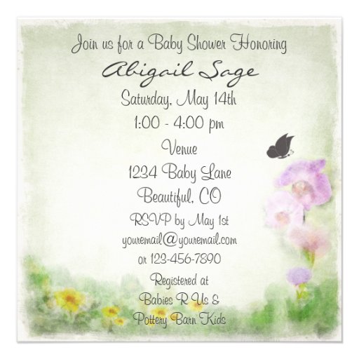 Foal and Butterfly Horse Baby Shower Invitation