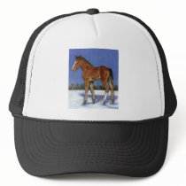 FOAL IN SNOW: EQUINE ART: COLOR PENCIL hats by joyart FOAL IN SNOW: EQUINE ART: COLOR PENCIL hats