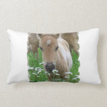 Foal Smelling Daisies Pillow