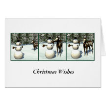 Foal & Snowman Christmas Card